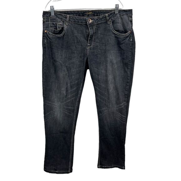Southpole Denim - South Pole Jeans Stretch Tapered Leg Rhinestone Pockets Zip Fly Black Women‎ 17